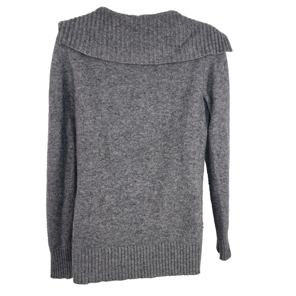 J Crew Women Dream Asymmetrical Zip Henley Sweater Gray Wool Cashmere Small Knit - Picture 2 of 10